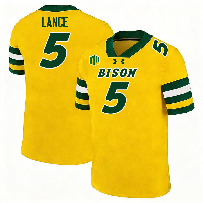North Dakota State Bison #5 Bryce Lance College Football Jerseys,Uniforms-Gold